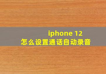 iphone 12怎么设置通话自动录音